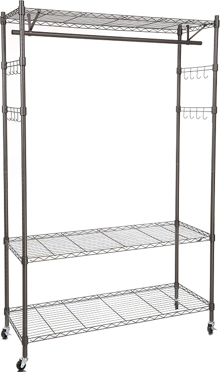 Homdox Heavy Duty Clothing Rack, Portable Clothes Racks, with Side Hooks and Clothes Rods