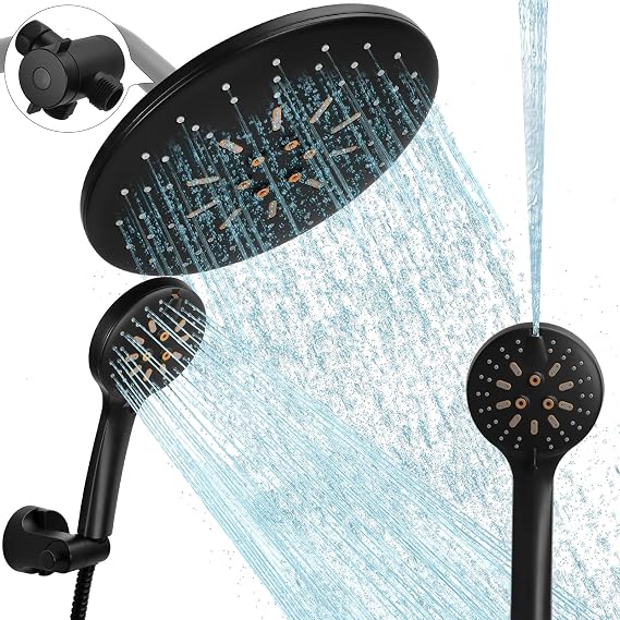 Dual Rain Shower Head with Handheld Spray Combo, 8.8 Inch