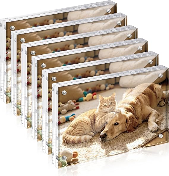 upsimples 4x6 Picture Frame Acrylic, Magnetic Floating Photo Frames, 3 Pack