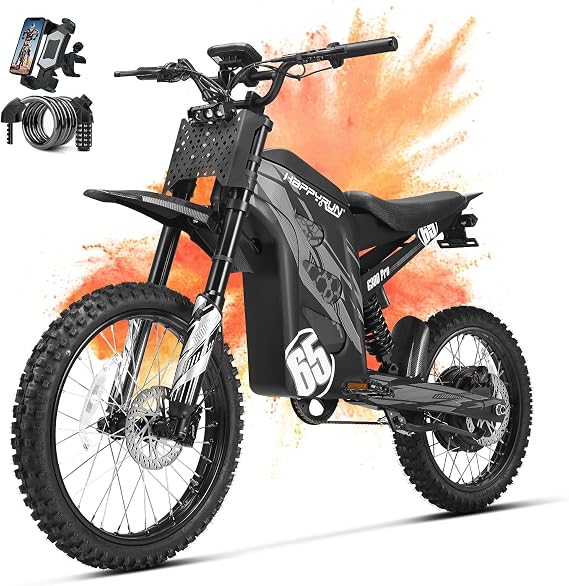HAPPYRUN G300 Pro Electric Dirt Bike for Adults Black Off-Road eBike