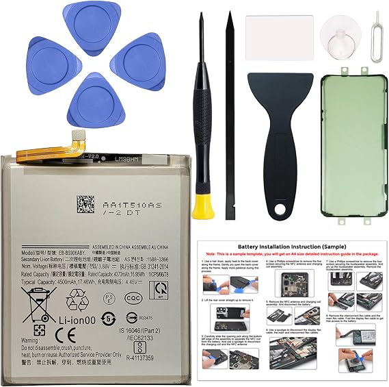New Upgraded Battery for Galaxy S22 Plus, EB-BS906ABY Replacement Battery Compatible with Samsung Galaxy S22 Plus, with Repair Tools & Instruction