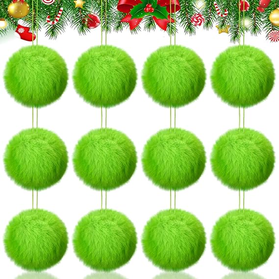 Gejoy 12 Pcs Lime Green Christmas Ornaments, Christmas Tree Decorations