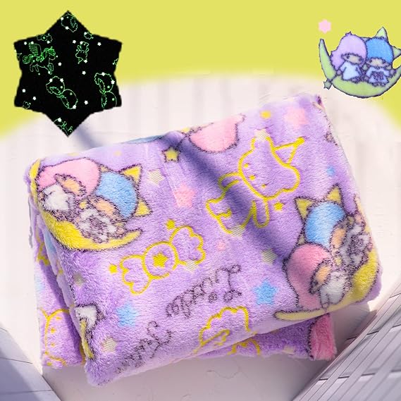 Best Gift Glow in The Dark Moon Throw Blanket with Storage Bag, Soft Throw Blanket for Girls Boys, Gifts for Holiday Birthday, Kids Blanket, Home Travel Use, 50"x60" Purple