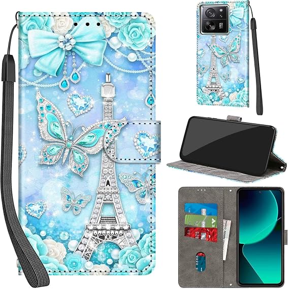 Mobile Phone Case for Xiaomi 13T/13T Pro 5G Case PU Leather Protective Case Foldable with Card Slot Stand Mobile Phone Case with Camera Protection Flip Case Flip Case for Xiaomi 13T Tower