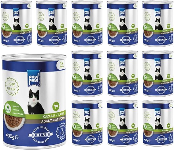 Pawpaw Yetişkin Kedi Kuzulu ve Jöleli Konserve Mama 400 Gr x 12 Adet
