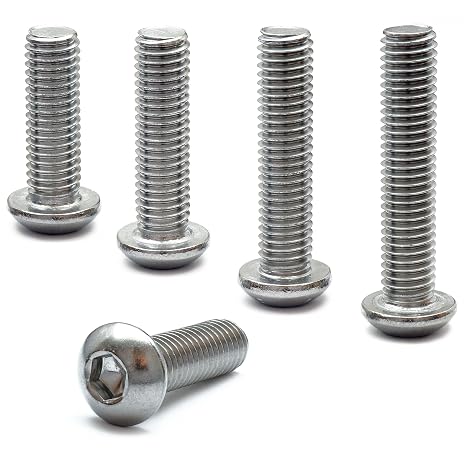 MonsterBolts - M6 x 8mm Button Head Socket Cap Screws, ISO 7380, Stainless Steel A2, 10 Pack