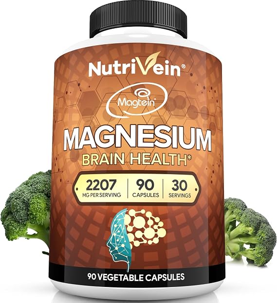 Nutrivein Premium Magnesium L-Threonate Supplement Magtein 2207mg - 90 Caps
