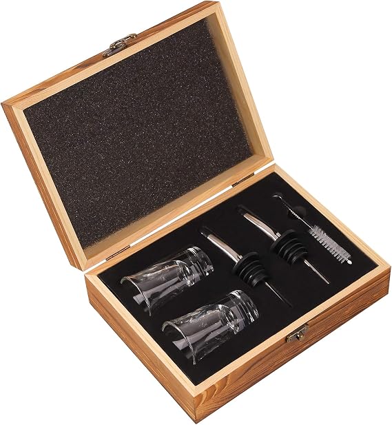 Shot Glasses with Liquor Pourers Gift Set, 2 Heavy Base Ounce Glasses with Bottle Pourers, Christmas/Birthday Gift, Present for Drink/Spirit/Espresso Lover