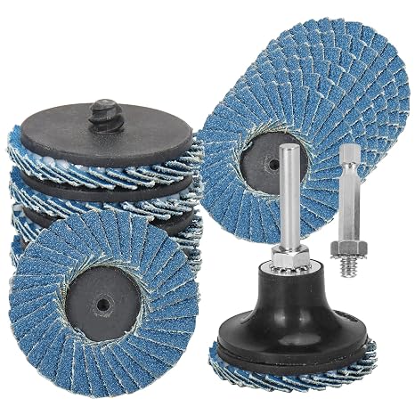 SI FANG 2 inch Zirconia Flap Disc 10Pack 80 Grit Die Grinder Sanding Discs | Quick Change Disc+ 1/4" Pad Holder for Metal Wood Surface Finish Weld Rust Removal Grinding, Round/Hex Rod Drill Accessories