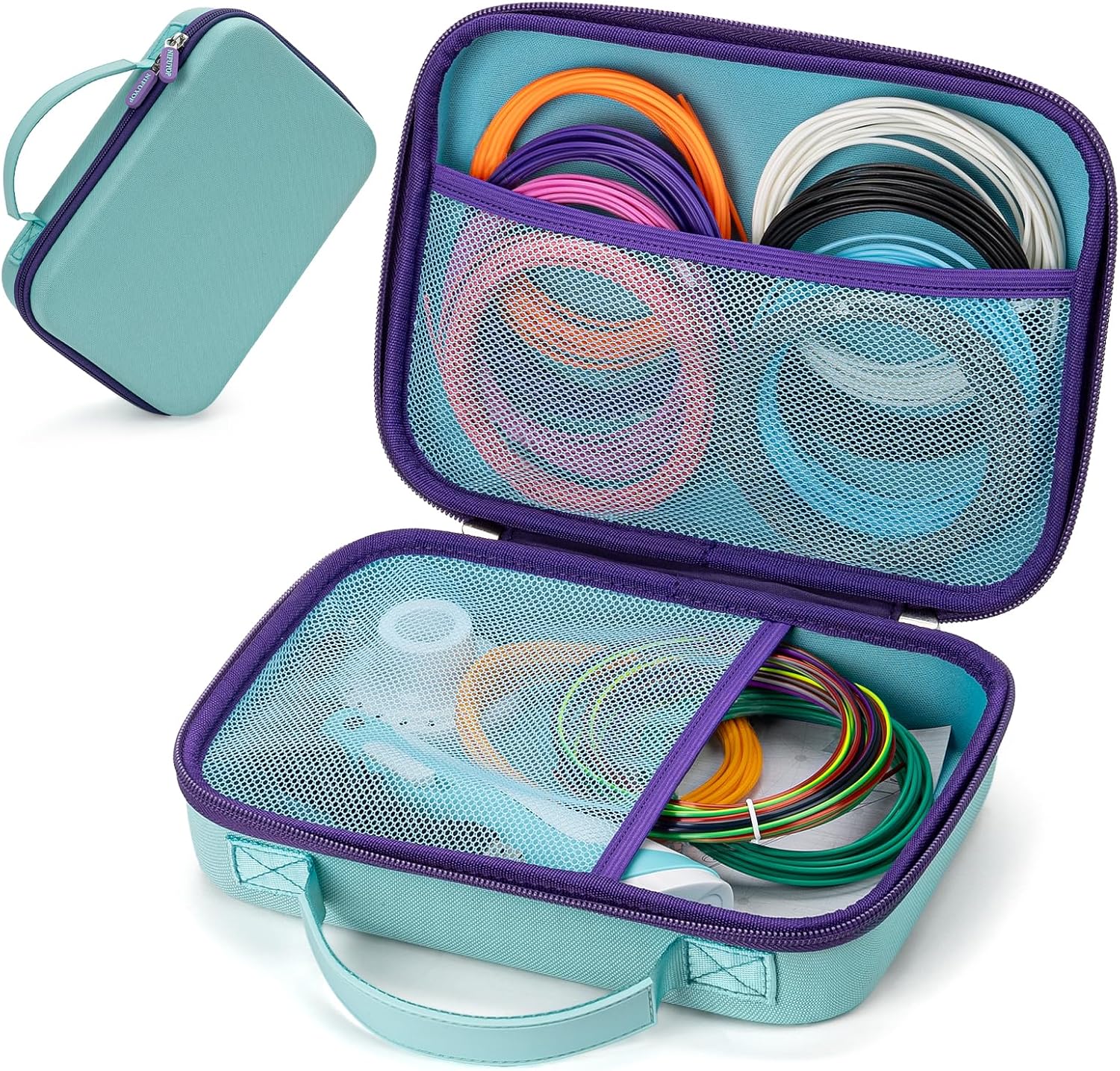 Scrib3d P1 Advanced用3Dペンケース 3D Doodler Flow、MYNT3D スーパープロフェッショナルプリント、PIKA3D PRO、追加のメッシュポケットには、PLAフィラメント、ステンシルブック、プロジェクトガイド、ライトブルーケースのみ