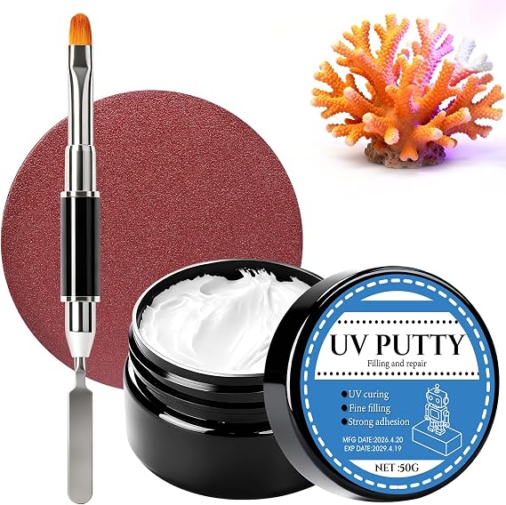 Uv Putty, Model Putty, Uv Light Fast Curing Clay for Miniature Model Repair, Quick-Curing, with a Fine Paste Texture, Multi Models Filler for 3D Prints Crafts, 50G