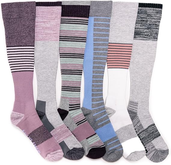 MUK LUKS Women's 6pk Cotton Rib Compression 13" Sock