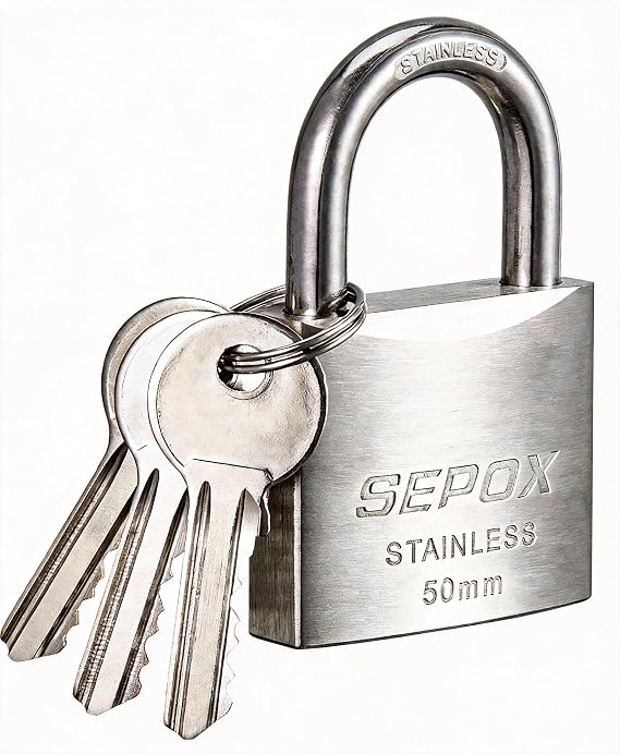 SEPOX® Stainless Steel Padlock 50mm SUS304 Waterproof Marine Grade Outdoor