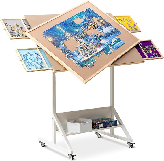 Becko US 1500 Piece Tilting Puzzle Table with 4 Drawers & Protective Cover
