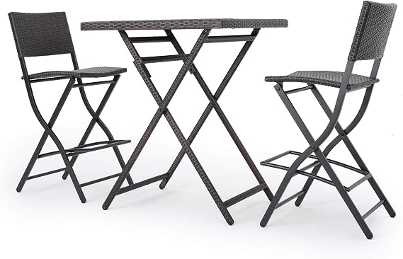 Christopher Knight Home Margarita Outdoor Wicker Bar Set, 3-Pcs Set, Multibrown