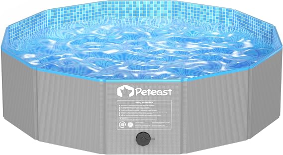 Peteast Dog Pool for Large Dogs, Foldable Round Design, 48 in