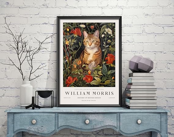 William Morris Cat Print, William Morris Exhibition Print, William Morris Poster, Vintage Wall Art, Textiles Art, Vintage Poster (100c) A4