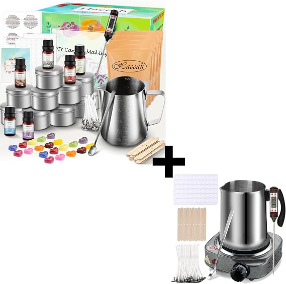 Haccah Complete Candle Making Kit,Candle Making Supplies,DIY Arts and Crafts Kits for Adults,Beginners,Kids Including Wax, Wicks, Rich Scents,Candle tins,Melting Pot,Dyes