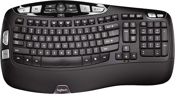 Logitech K350 Wireless Wave Keyboard with Unifying Wireless Technology, Black
