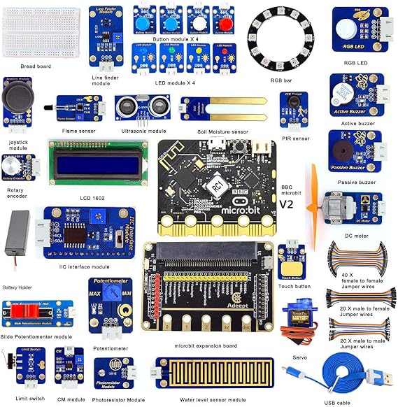 Adeept Sensor Starter Kit for BBC Micro:bit (V2 Included) | Programmable Starter Kit for Micro:bit with 35 Projects PDF Tutorial Book