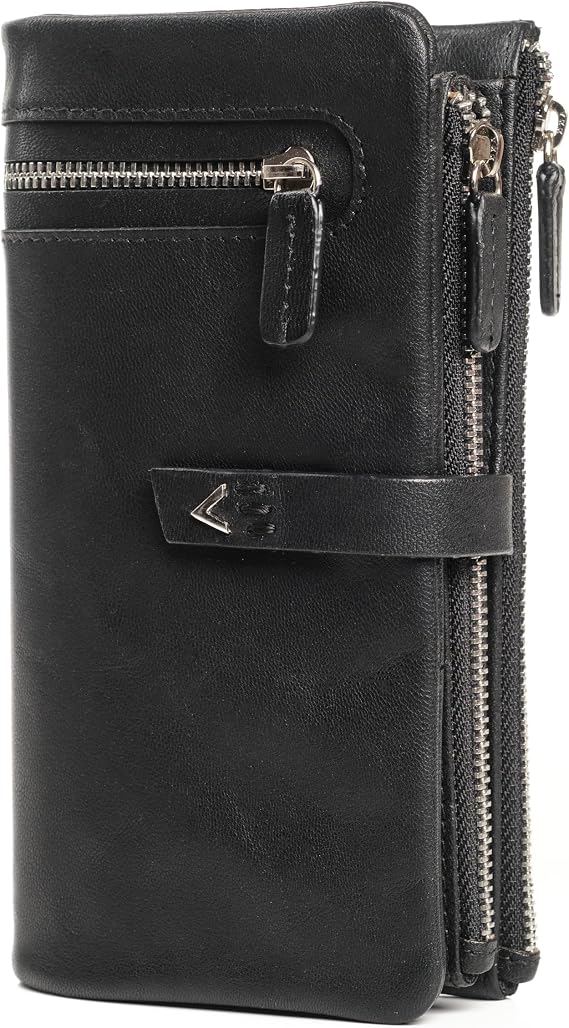 Leather Wallet for Women - Elegant Ladies Wallet - RFID Wallet for Women - Leather Handmade Women Wallet - Small Colorful with Coin Pocket and Card - Everyday Use - Gift Box, Black