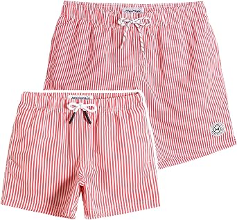 maamgic Dad and Son Matching Swim Trunks Quick Dry Father and Son Gifts Board Shorts with Mesh Lining Swim Suits Swimming Trunks (Size Large & Size 5-6 Years)