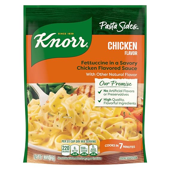 Knorr Chicken Fettuccine Pasta Sides 4.3oz, Quick Easy Meal, Side Dish, 1PK