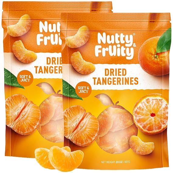 Nutty & Fruity Dried Tangerines, Soft & Juicy, 2-Pack, 20 Oz Ea | Dried Fruit Snacks, Camping, Hiking & Road Trip Essentials, Naturally Gluten-Free, No Added Flavors or Colors
