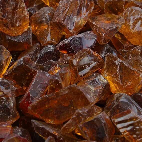 Crushed Fire Pit Glass for Fire Bowls (Amber, 10 lb)