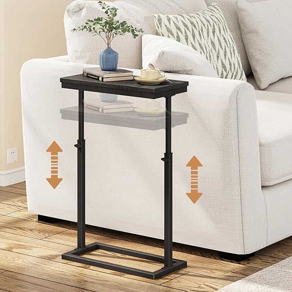 TUTOTAK End Table, Side Table, Tall Couch Table, Sofa Table, Living Room, Bed Room, Black TB01BK083EU