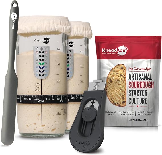 KNEADACE The Ultimate Sourdough Starter and Scoring Kit: Elevate Your Baking