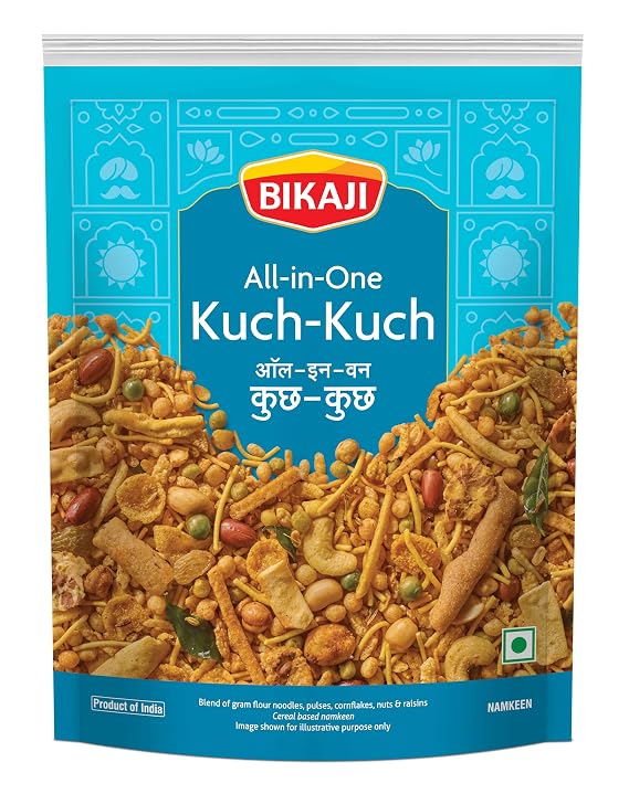Bikaji Kuch Kuch All in One Mixture 1kg Indian Farsan Mix | Crunchy blend of gram flour noodles, pulses, cornflakes, nuts, and raisins; traditional recipe, ready-to-eat, perfect