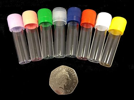 2ml Plastic Test Tube Vials with Overfit Push Cap. Test Tube Vial and Container … (100, BLUE)
