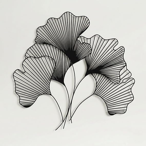 DEKADRON Metal Wall Art, Metal Flower Wall Art, Geometric Art, Ginkgo Biloba Leaf, Flower Sign, Metal Wall Decor, Interior Decoration, Nature Art (24" W x 23" H / 60x58cm)