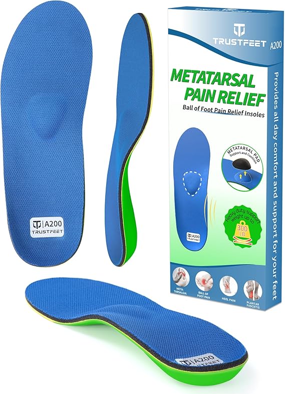Trustfeet Arch Support Metatarsal Pain Relief Insoles for Metatarsalgia,Morton's Neuroma,Ball of Foot Pain Relief,Plantar Fasciitis,Arch Support Orthotics Shoe Inserts for Man Women-A