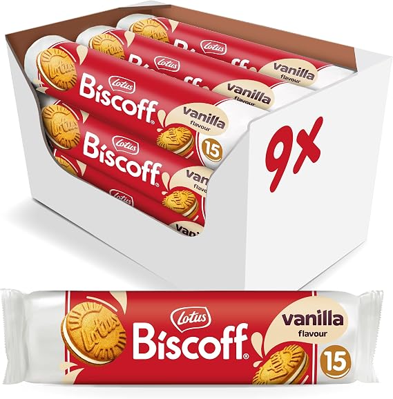 Biscoff - Sandwich Biscuits With Vanilla Cream Filling - 15 Sandwich Biscuits Per Pack - Ingredients from natural origin - Vegan - No colours or added flavours - 9x150g - 1,35kg