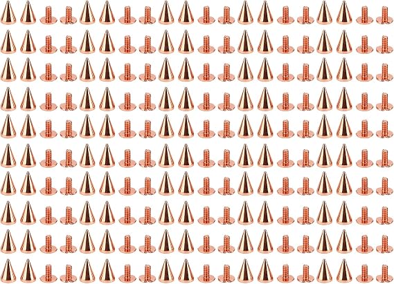 100 Sets Cone Spikes, Cone Spikes Screwback Studs, Brass Leather Craft Rivet Screws for DIY Leather Crafts and Clothing (7 * 10mm)
