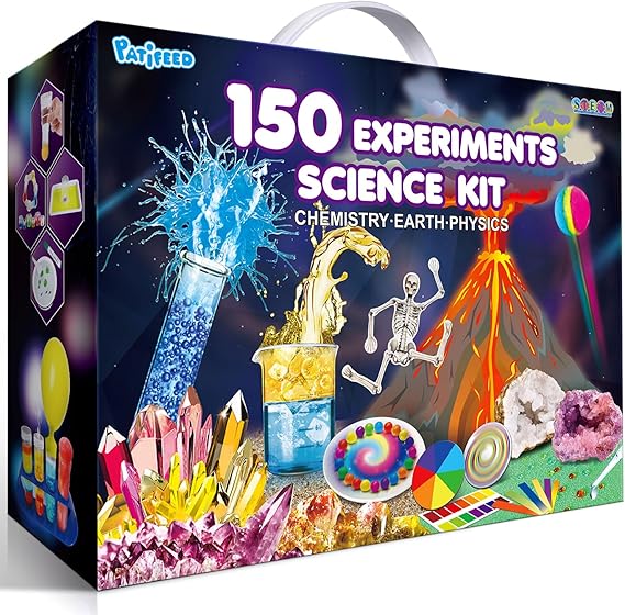 PATIFEED 150 Experiments Science Kit for Kids Chemistry Set | Break Your Own Geodes, Volcano Eruption, Crystal Growing, S.T.E.M Toys, Presents Ideas for Boys Girls