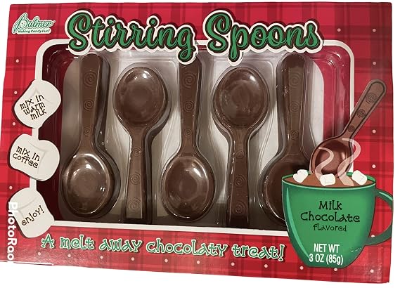 R.M. Palmer Milk Chocolate Stirring Spoons, Perfect to use in Warm Milk or Coffee, Making Candy Fun Since 1948 (5 Pack)