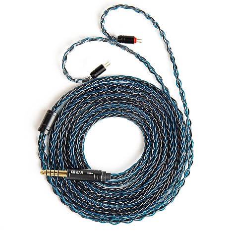 keephifi KBEAR ST12 Plus 2M Blueblack IEM Cable 4.4mm 2PIN Type, 8-Strand 4N OFC Silver-Plated Upgraded Cable for KZ AS10/ZST/ES4/ES3/BA10, CCZ CRA/C10, TRN V80/V20