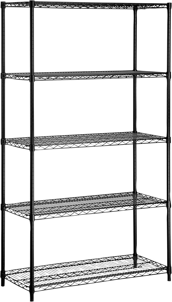 Honey-Can-Do SHF-01912 Shelving Unit 350-Pound Capacity, black, 5-Tier