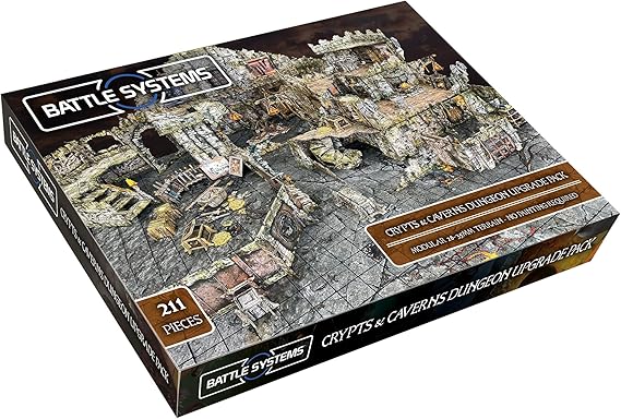 Fantasy Dungeon Terrain Crypts & Caverns - Battle Systems Terrain Immersive Scenery for D&D DND Maladum Pathfinder RPGs Full Color Heavy Duty Cardstock Printed Both Sides
