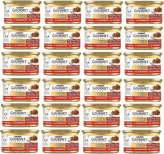 Gourmet Gold Parça Etli Sığır Etli Yaş Kedi Maması (24 x 85 gr)