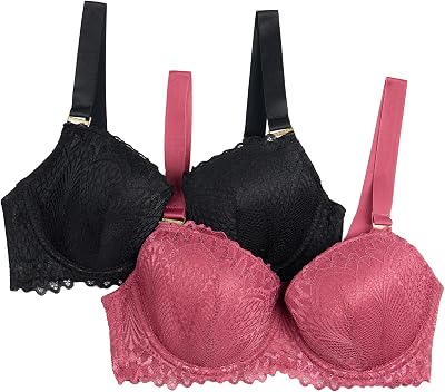 BCBGMAXAZRIA Womens Luxe Lace 2-Pack Push Up Bra