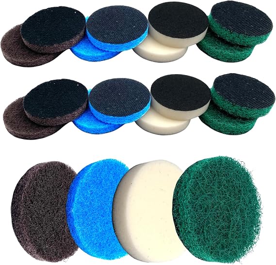 20 Pcs 64mm Width Electric Cleaning Brush Pads Set,5 Microfibre Pads 5 Performance Pads 5 Kitchen Mats and 5 Foam Pads Electric Cleaning Tool Replacement