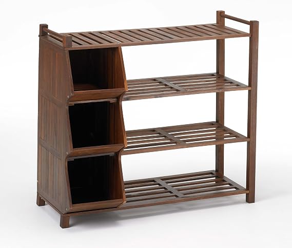 Merry Products SLF0020110000 4-Tier Outdoor Shoe Rack and Cubby, Shoe Organizer