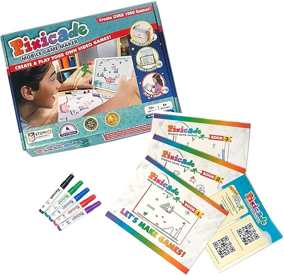 Pixicade Video Game Maker | STEM Kit to Create & Play Your Own Video Games | Educational Toy for Girls and Boys Ages 6+ | Creative & Learning Fun | Draw Your Own Video Game & Bring it to Life