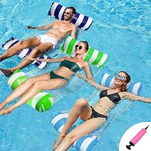 3 Pack Pool Float Water Hammock,Inflatable Swimming Pool Float Hammock for Adults, 4-in-1Multi-Purpose Water Floating Chair Bed Raft Recliner Float Lounger Float Hammock with Infloator Pump