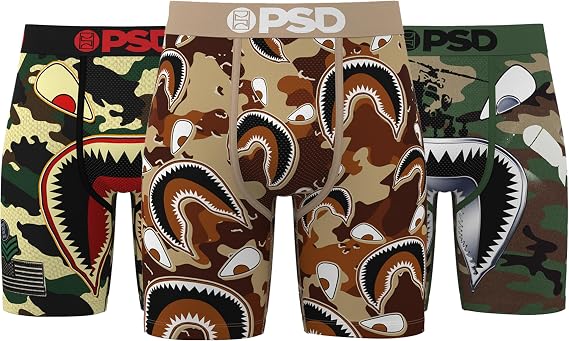 PSD Men's WF Military 3-Pack Boxer Brief, Multi, M