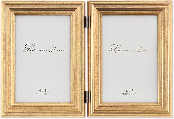 Lawrence Frames 4x6 Hinged Double Sutter Burnished Gold Picture Frame